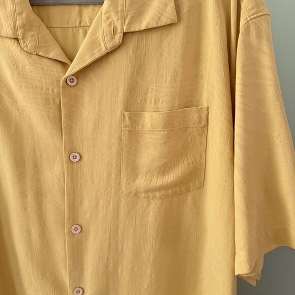 Tommy Bahama Silk Shirt Men’s Size XXL 2XL 100% Silk Yellow Short Sleeve Casual - Picture 6 of 10